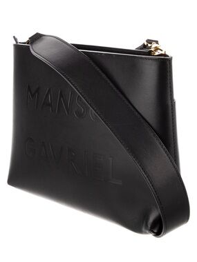Mansur Gavriel Embossed Logo Black Leather Bag